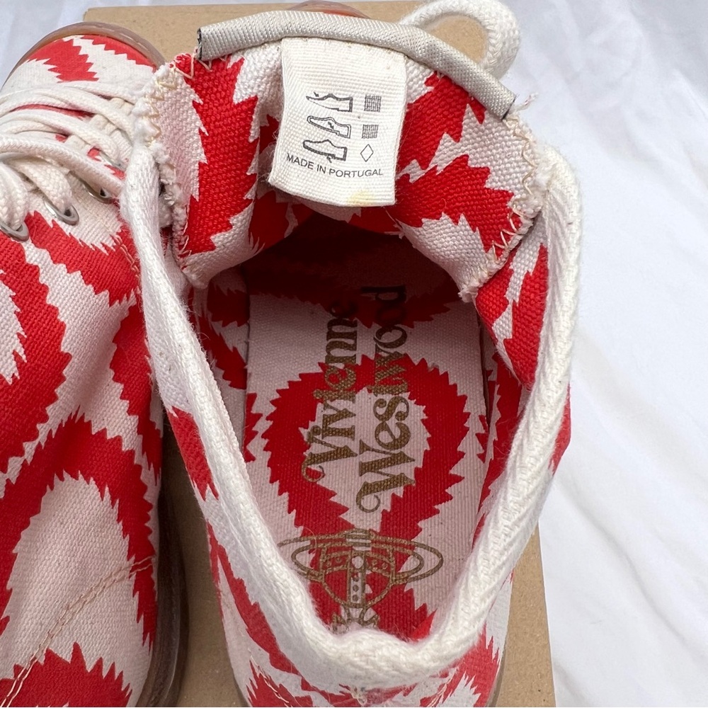 Vivienne Westwood Simian Boots Red Squiggle Canvas Rubber Sole Sneakers EU 38 - Picture 6 of 11